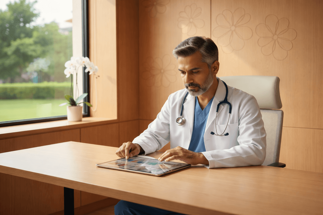 Doctor reviewing medical reports