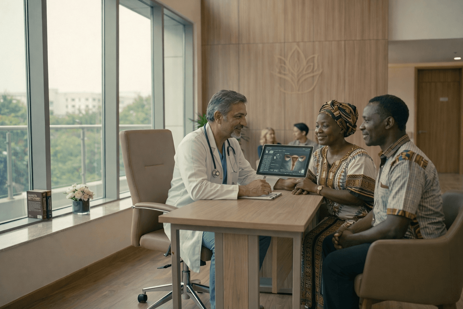 Doctor reviewing medical reports with patient