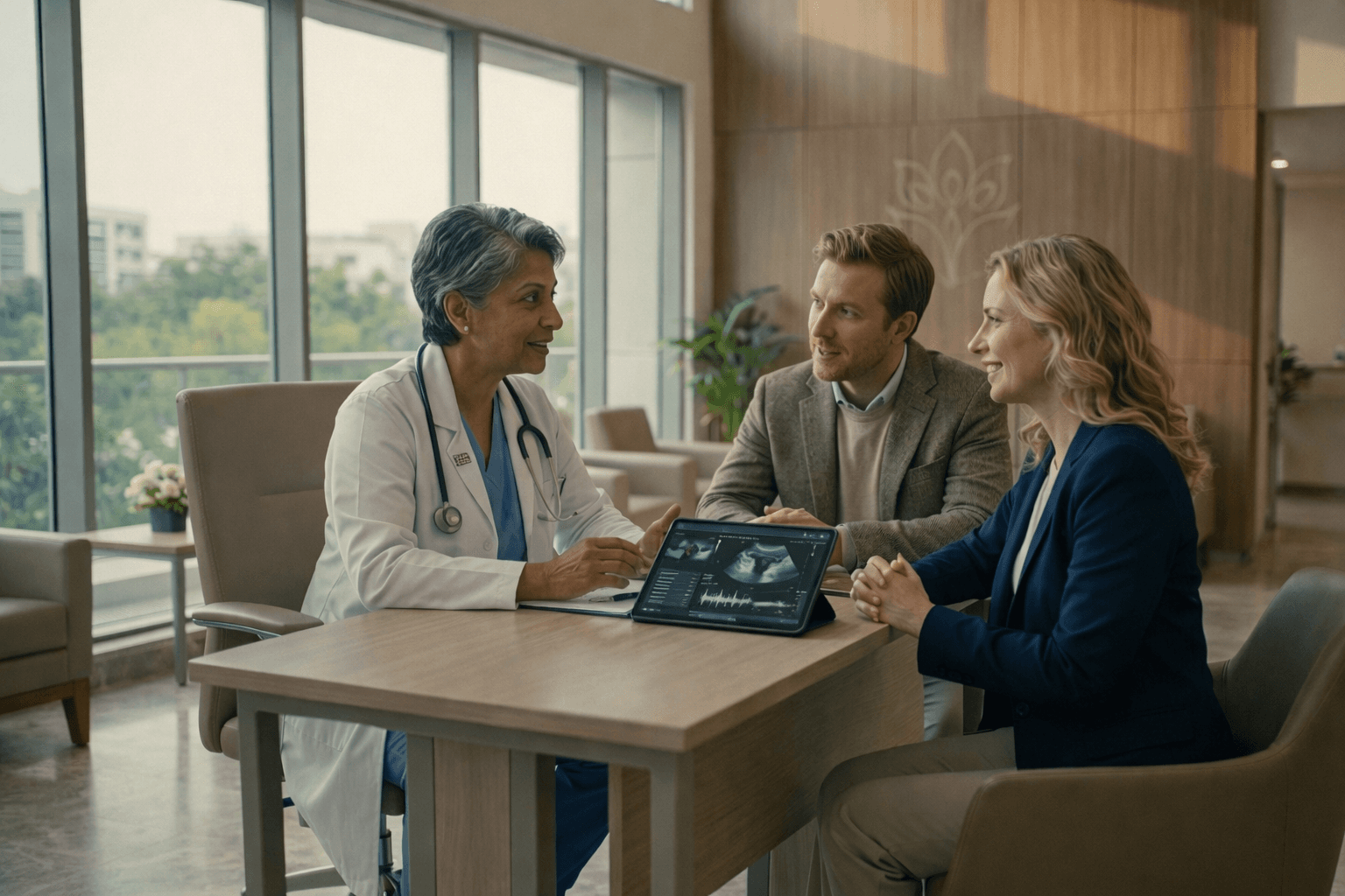 Doctor explaining MRI scan to patient
